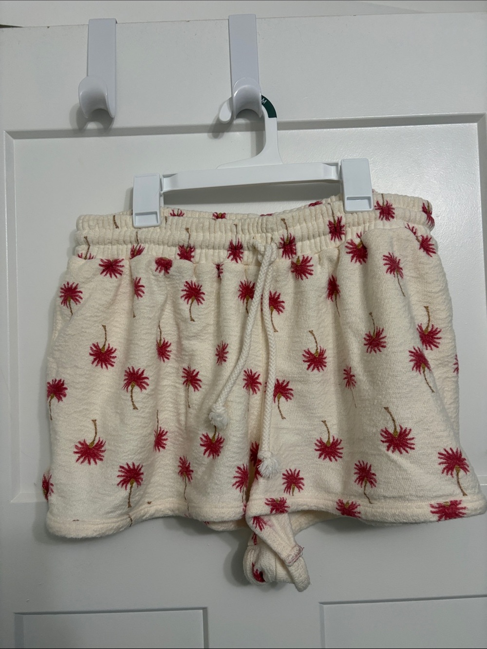 Universal Thread Cream Terry Shorts with Pink Palm Print